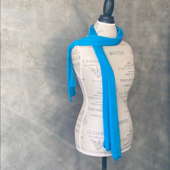 Blue Polyester Solid Color Hijab Scarf Shawl - Picture 5 of 9